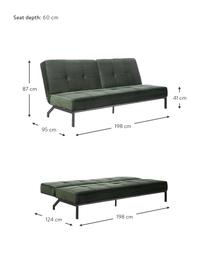 Sofa rozkładana z aksamitu Perugia, Tapicerka: poliester Dzięki tkaninie, Nogi: metal lakierowany, Aksamitny zielony, S 198 x G 95 cm