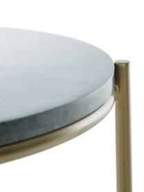 Tavolino rotondo con piano in marmo Ella, Struttura: metallo verniciato a polv, Piano d'appoggio: marmo verde Struttura: dorato opaco, Ø 40 x Alt. 50 cm