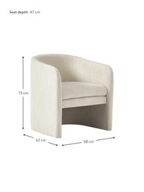 Fauteuil Mairo, Tissu beige, larg. 68 x prof. 62 cm