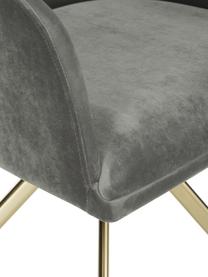 Chaise pivotante velours Lola, Velours gris pierre, couleur dorée, larg. 53 x prof. 55 cm