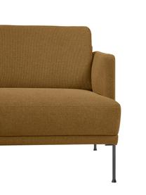 Kleine hoekbank Fluente met metalen poten, Bekleding: 100% polyester De slijtva, Frame: massief grenenhout, FSC-g, Poten: gepoedercoat metaal, Geweven stof okergeel, B 198 x D 152 cm, hoekdeel links
