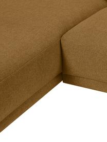 Kleine hoekbank Fluente met metalen poten, Bekleding: 100% polyester De slijtva, Frame: massief grenenhout, FSC-g, Poten: gepoedercoat metaal, Geweven stof okergeel, B 198 x D 152 cm, hoekdeel links