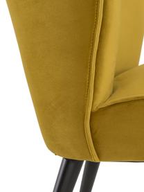 Fluwelen cocktail fauteuil Robine in olijfgeel, Bekleding: fluweel (polyester), Poten: grenenhout, gelakt, Fluweel Olivgelb, B 63 x D 73 cm