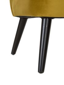 Fluwelen cocktail fauteuil Robine in olijfgeel, Bekleding: fluweel (polyester), Poten: grenenhout, gelakt, Fluweel Olivgelb, B 63 x D 73 cm