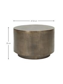 Okrúhly kovový konferenčný stolík s patinou Rota, Potiahnutý hliník, MDF-doska strednej hustoty, Mosadzné odtiene, Ø 50 cm