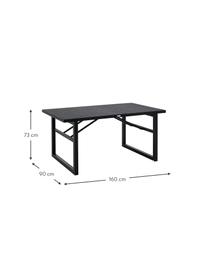 Table de jardin noire Vevi, 160 x 90 cm, Aluminium, revêtement par poudre, Noir, larg. 160 x prof. 90 cm