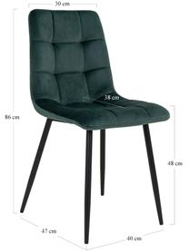 Silla tapizada en terciopelo Middleton, Tapizado: terciopelo Alta resistenc, Patas: metal lacado, Terciopelo verde oscuro, An 40 x F 47 cm