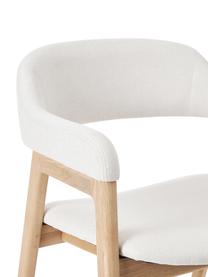 Houten fauteuil Santiano met bekleding, Bekleding: 100 % polyester, Frame: multiplex, Poten: eikenhout, massief, Geweven stof beige, B 58 cm x D 58 cm