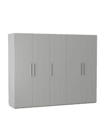 Armadio componibile con ante battenti Simone, larg. 250 cm, in diverse varianti, Legno, grigio, Interno Basic, alt. 200 cm