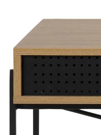Escritorio estrecho en roble Angus, Tablero: tablero de fibras de dens, Estructura: metal recubierto, Madera, negro, An 110 x F 50 cm