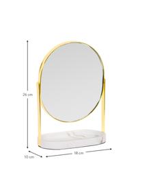 Make-up spiegel Bello met vergroting, Frame: metaal, Voetstuk: polyresin, Goudkleurig, B 18 cm x H 26 cm