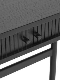 Houten console Calary met geribde voorzijde, Poten: massief eikenhout, FSC-ge, Zwart, B 100 x H 80 cm