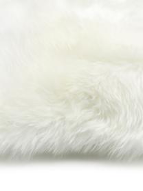 Funda de cojín de piel de oveja Oslo, Parte delantera: 100% piel de oveja, Parte trasera: lino, Blanco crema, An 40 x L 40 cm