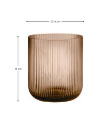 Windlicht Ven met groefreliëf, Glas, Amberkleurig, transparant, Ø 16 x H 16 cm