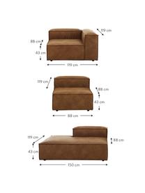 Diván modular grande de cuero reciclado Lennon, Tapizado: cuero reciclado (70% cuer, Estructura: madera de pino maciza, ma, Patas: plástico Las patas están , Cuero marrón, An 357 x F 119 cm, respaldo izquierdo