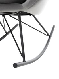Fluwelen schommelstoel Wing in grijs met metalen poten, Bekleding: fluweel (polyester), Frame: gegalvaniseerd metaal, Fluweel grijs, zwart, B 76 x D 108 cm