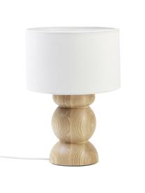 Lampada da tavolo in legno di frassino chiaro Sascha, Base della lampada: legno di frassino certifi, Paralume: tessuto in look lino, Legno chiaro, Ø 24 x Alt. 34 cm
