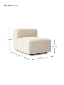 Modulo centrale in bouclè Lena, Rivestimento: bouclé (93% poliestere, 6, Rivestimento: cuscino in schiuma con an, Struttura: legno di pino, compensato, Piedini: plastica, Bouclé beige, Larg. 76 x Prof. 106 cm