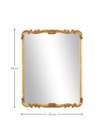 Vierkante barokke wandspiegel Francesca, Lijst: gecoat MDF, Goudkleurig, B 53 x H 66 cm
