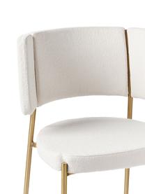 Set de sillas tapaizadas en tejido bouclé Samantha, 2 uds., Tapizado: tejido bouclé (100% polié, Patas: metal recubierto, Bouclé Off White, dorado, An 55 x F 55 cm
