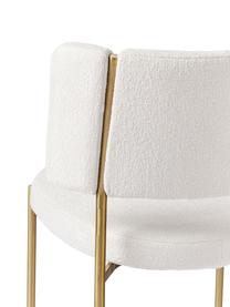 Bouclé gestoffeerde stoelen Samantha, 2 stuks, Bekleding: bouclé (100 % polyester) , Poten: metaal, gecoat, Bouclé Off White, goudkleurig, B 55 x H 55 cm