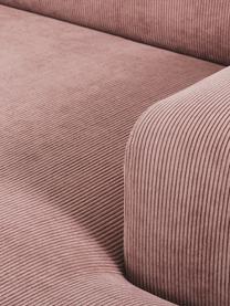 Ribfluwelen hoekbank Melva (3-zits) in roze, Bekleding: corduroy (92% polyester, , Frame: massief grenenhout, FSC-g, Poten: kunststof, Corduroy roze, B 239 x D 143 cm
