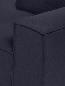 Chaise longue hoekmodule Lennon in blauw, Bekleding: 100% polyester De slijtva, Frame: massief hout, multiplex, Poten: kunststof, Geweven stof blauw, B 119 x D 180 cm, hoekdeel links