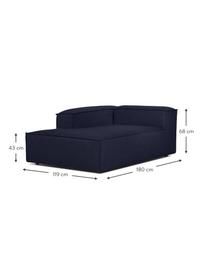 Modulo angolare Lennon, Rivestimento: 100% poliestere Con 115.0, Struttura: legno di pino massiccio, , Piedini: plastica, Tessuto blu scuro, Larg. 119 x Prof. 180 cm, angolo a sinistra