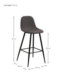 Krzesło kontuarowe Wilma, 2 szt., Tapicerka: poliester, Stelaż: metal lakierowany, Szary, S 44 x W 91 cm