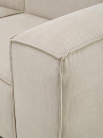 Canapé modulable 4 places velours côtelé avec pouf Lennon, Velours côtelé beige, larg. 327 x prof. 207 cm