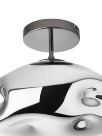 Plafondlamp Amora van gespiegeld glas, Lampenkap: glas, Baldakijn: geborsteld metaal, Chroomkleurig, zwart, Ø 35 x H 28 cm