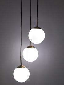 Lampa wisząca ze szkła opalowego Edie, Biały, mosiądz, S 30 x G 30 cm