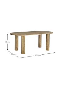 Tavolo ovale in legno di mango massiccio Grow, 200 x 90 cm, Legno di mango, Legno di mango, Larg. 200 x Prof. 90 cm