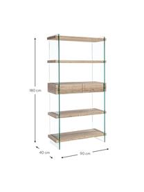 Estantería Kenya, Estructura: tablero de fibras de dens, Madera clara, transparente, An 90 x Al 180 cm
