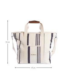 Borsa termica Strand, 40% cotone, 40% poliestere, 15% vinile impermeabile, 5% pelle, Bianco crema, nero, Larg. 41 x Alt. 51 cm