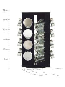 Obrotowy stojak na przyprawy Soho, 17 elem., Stelaż: metal powlekany, tworzywo, Czarny, stal szlachetna, S 18 x W 29 cm