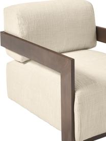Poltroncina Cooper, Rivestimento: 97% poliestere, 3% lino I, Struttura: legno di frassino massicc, Gambe: legno di quercia, Tessuto bianco crema, Larg. 71 x Prof. 98 cm