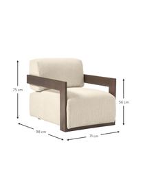 Poltroncina Cooper, Rivestimento: 97% poliestere, 3% lino I, Struttura: legno di frassino massicc, Gambe: legno di quercia, Tessuto bianco crema, Larg. 71 x Prof. 98 cm