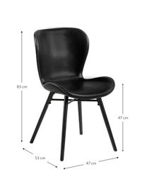 Chaise noire en cuir synthétique rembourrée Batilda, 2 pièces, Cuir synthétique noir