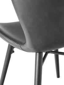 Chaises en cuir synthétique rembourrées Batilda, 2 pièces, Cuir synthétique noir, noir, larg. 47 x prof. 53 cm