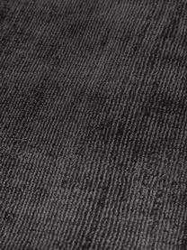 Rond viscose vloerkleed Jane in antraciet-zwart, handgeweven, Onderzijde: 100% katoen, Antraciet-zwart, Ø 150 cm (maat M)