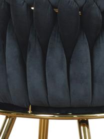Sedia con braccioli in velluto nero Larissa, Rivestimento: velluto (100% poliestere), Gambe: metallo, Velluto nero, gambe dorato, Larg. 63 x Prof. 55 cm