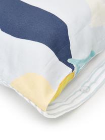 Federa reversibile in raso di cotone Garda 2 pz, Blu,giallo,bianco, Larg. 40 x Lung. 80 cm