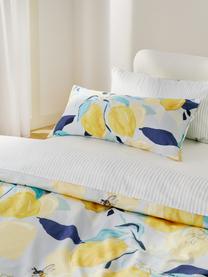Funda de almohada doble cara de satín Garda, 2 uds, Blanco, amarillo, azul, An 40 x L 80 cm