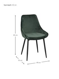 Krzesło tapicerowane z aksamitu Sierra, 2 szt., Tapicerka: 100% aksamit poliestrowy, Nogi: metal lakierowany, Zielony aksamit, S 49 x G 55 cm