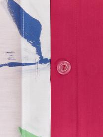 Housse de couette design en satin de coton Weyda, Blanc, rose, larg. 200 x long. 200 cm