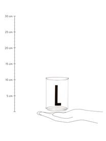 Bicchiere di design in vetro con lettera Personal (varianti dalla A alla Z), Vetro borosilicato, Trasparente, nero, Bicchiere per l'acqua F, 300 ml