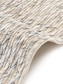 Flachgewebter Teppich Bunko mit Fransen in Cremeweiß/Beige/Grau, 86 % recyceltes Polyester, 14 % Baumwolle, Cremeweiß, Beige, Grau, B 80 x L 150 cm (Größe XS)