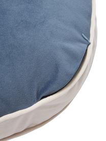 Cuscino rotondo in velluto avorio/blu Dax, 100% velluto di poliestere, Beige, blu, Ø 40 cm