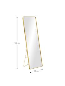 Eckiger Standspiegel Stefo, Rahmen: Metall, beschichtet, Spiegelfläche: Spiegelglas, Goldfarben, B 45 x H 140 cm